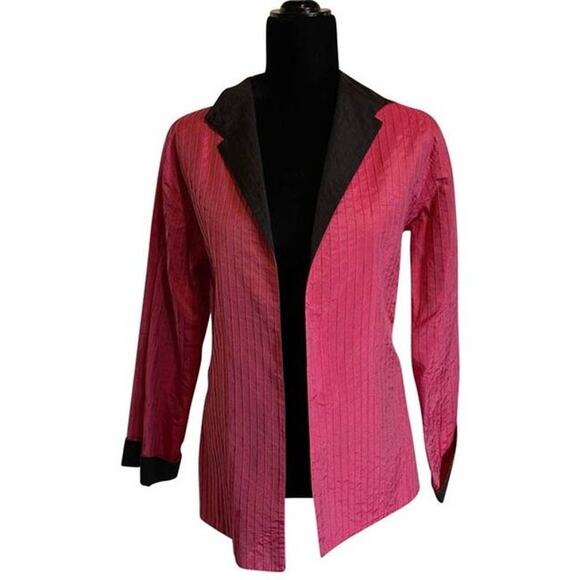Vintage Womens Jacket Size XS S Hot Pink Black Reversible 80s 90s Mom - Picture 1 of 4